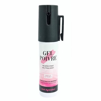 Bombe lacrymogène femme au gel poivre 25 ml compacte pour autodéfense