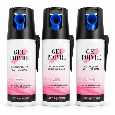 lot de 3  Bombes au poivre femme 50 ml gel vprotec