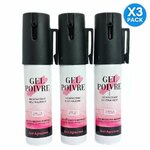 pack de 3 Bombes lacrymogènes gel poivre 25 ml pour protection personnelle féminine rose