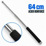 Bâton de défense Perfecta 64 cm en acier, déployé, vu de profil