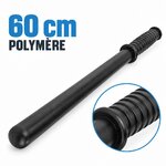 Matraque type police rigide Walther 60 cm en polymère noir haute résistance, poignée texturée