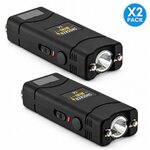 Deux tasers de poche noirs rechargeables avec câbles de recharge, lot un pour vous et un pour un proche