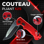 Couteau tactique brise vitre coupe ceinture