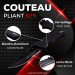 information Couteau pliant tactique avec scie lame 9 cm
