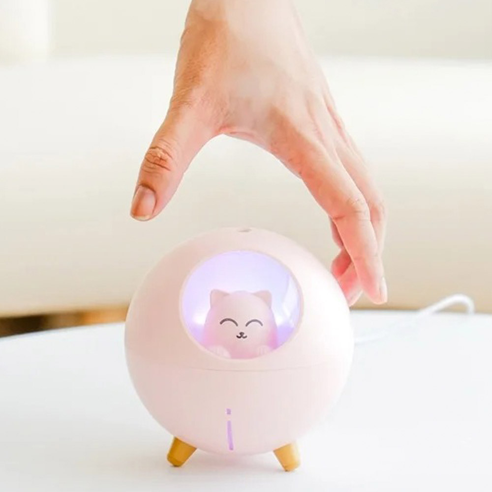 Mini humidificateur USB chat | Capacité 220mL | Aromathérapie & Veilleuse LED | Design et original