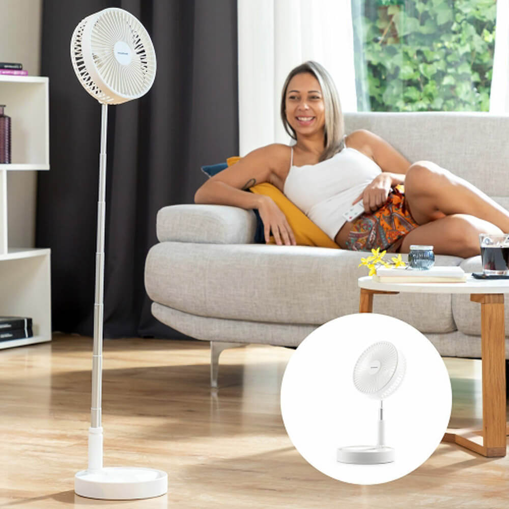 Ventilateur blanc sur pied sans fil multifonction innovagoods