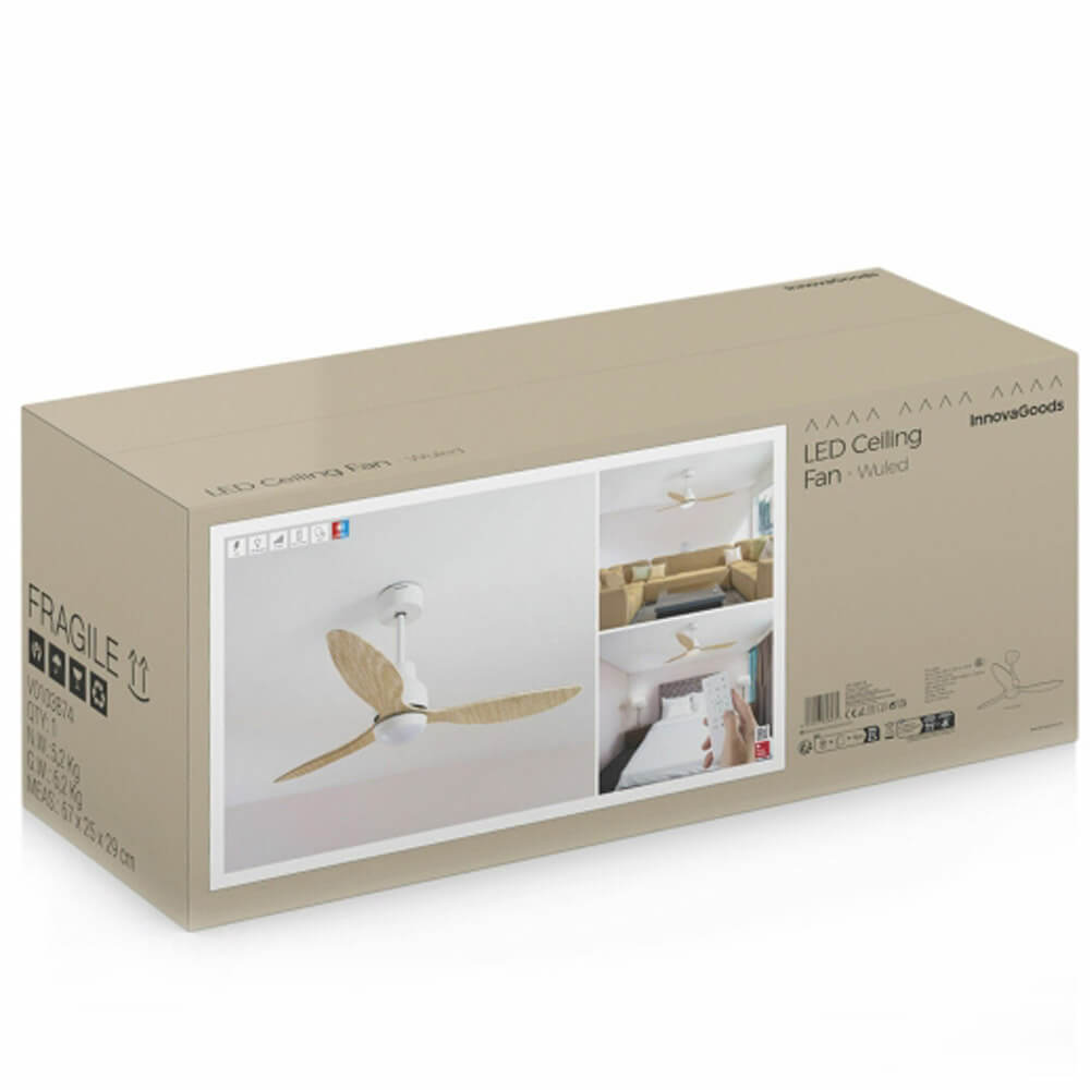 Ventilateur bois avec LED Innovagoods