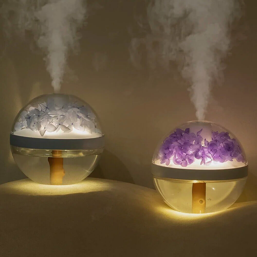 Humidificateur design floral coloré avec veilleuse