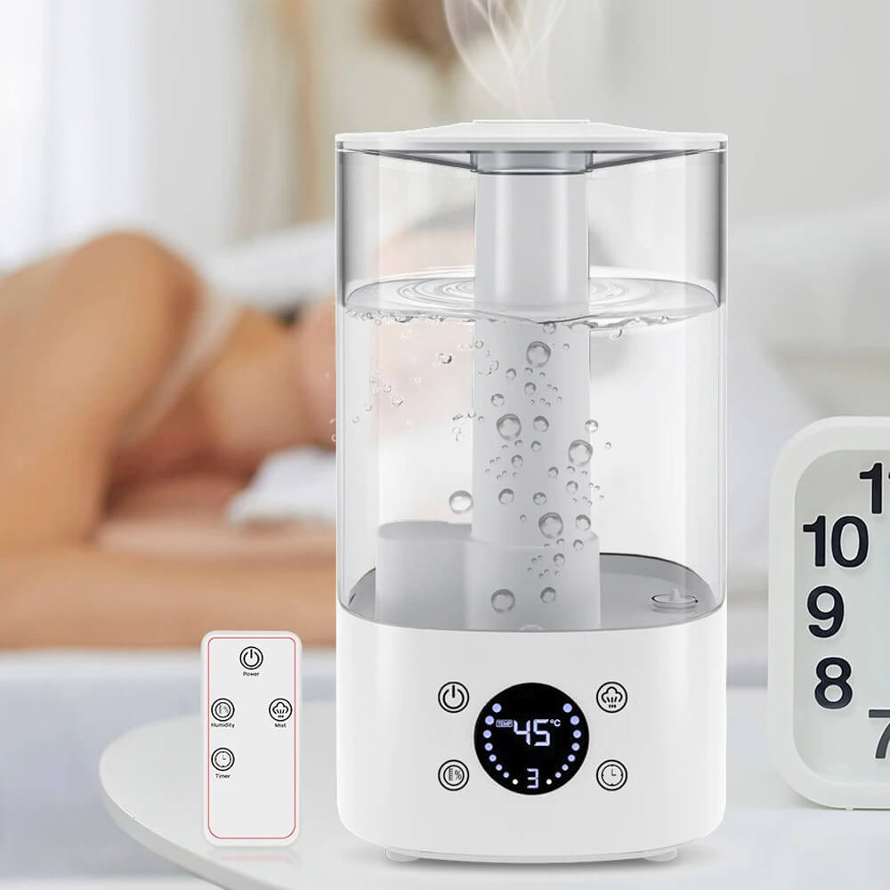 Humidificateur d’air 4L | 30h autonomie | Hygromètre, Aromathérapie & Veilleuse | Idéal salon, chambre ou bébé