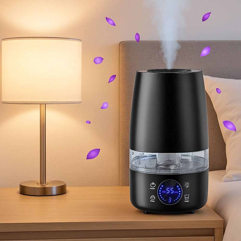 Humidificateur d\'air 4L | Contrôle humidité intelligent | Jusqu\'à 40m² | Silencieux, Aromathérapie & Veilleuse