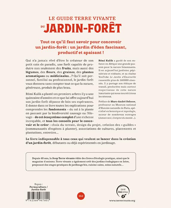 Le guide Terre vivante du jardin forêt dos de couverture (Rémi Kulik)