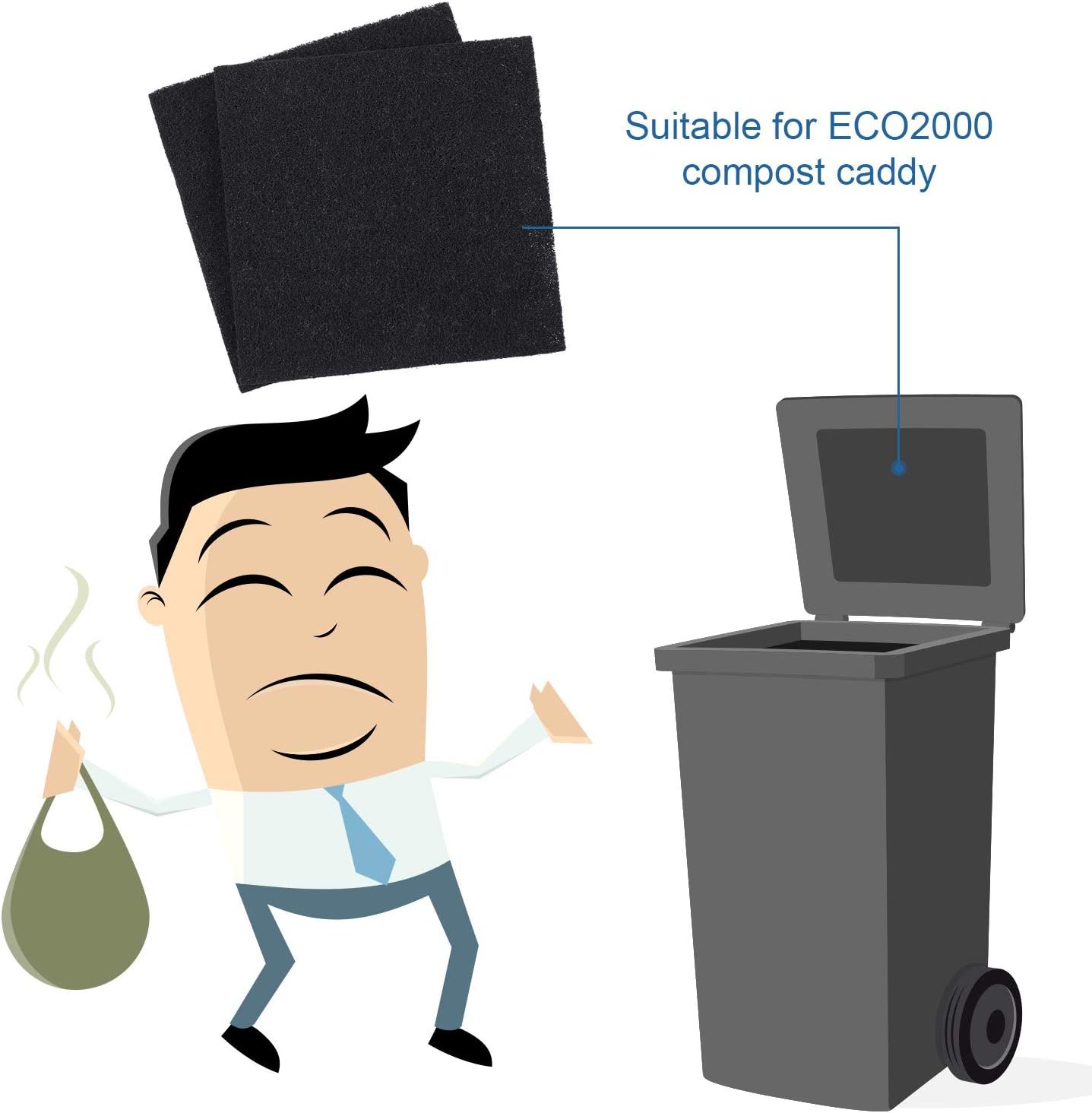 Filtre à charbon placé dans le couvercle dun bac à compost, illustration anti-odeurs