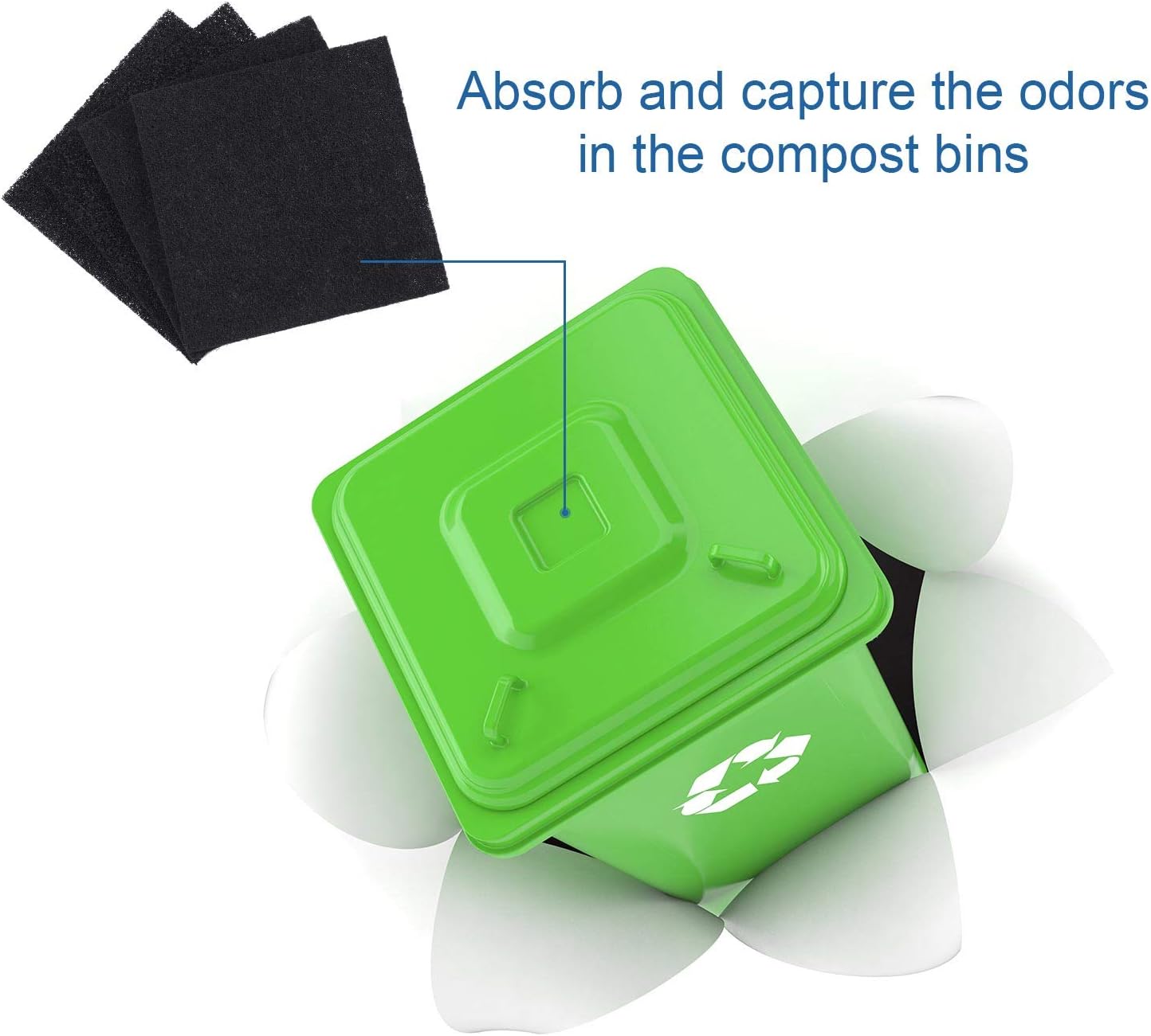 Filtres à charbon pour absorber les odeurs dun seau à compost vert