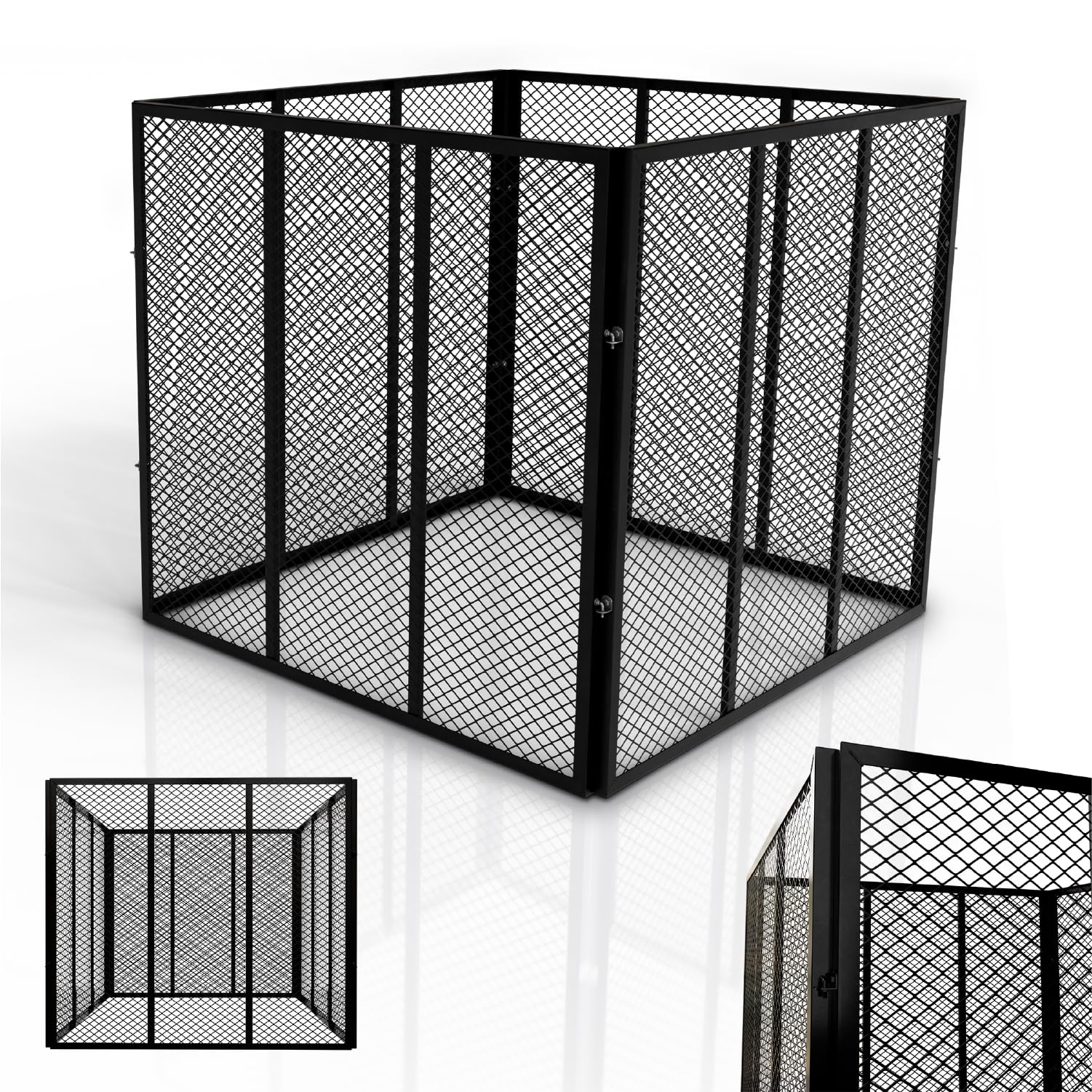 Composteur &agrave; grille en m&eacute;tal Juskys 800 L, noir