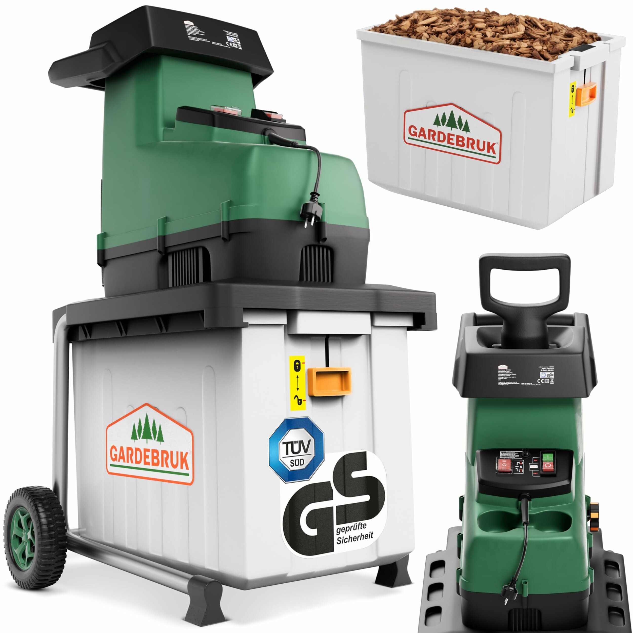 Broyeur de v&eacute;g&eacute;taux Gardebruk 3100 W, branches jusqu'&agrave; 45 mm