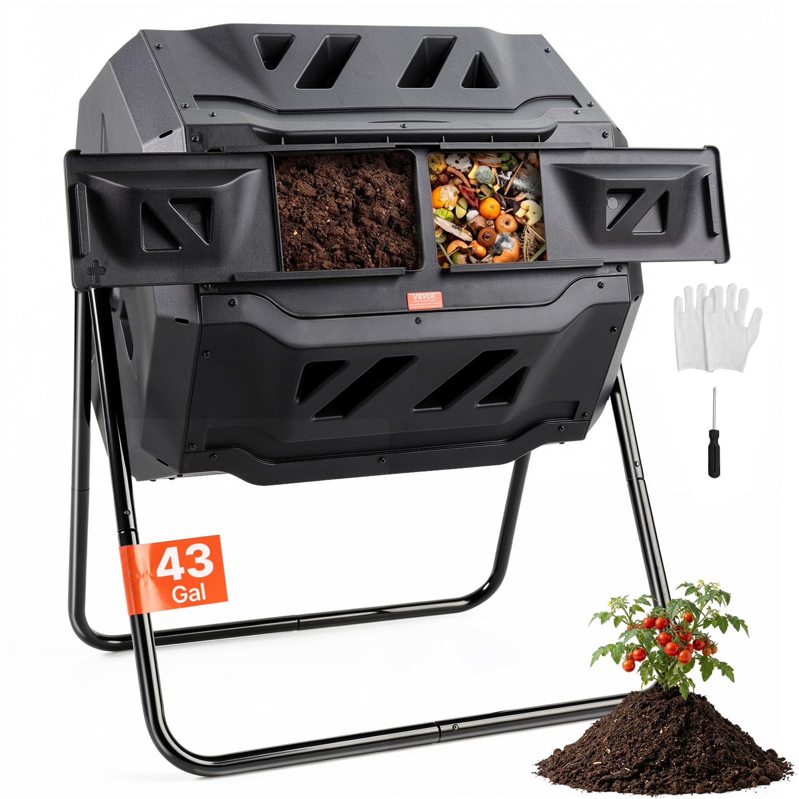 Composteur rotatif VEVOR 162,7 L &agrave; double chambre