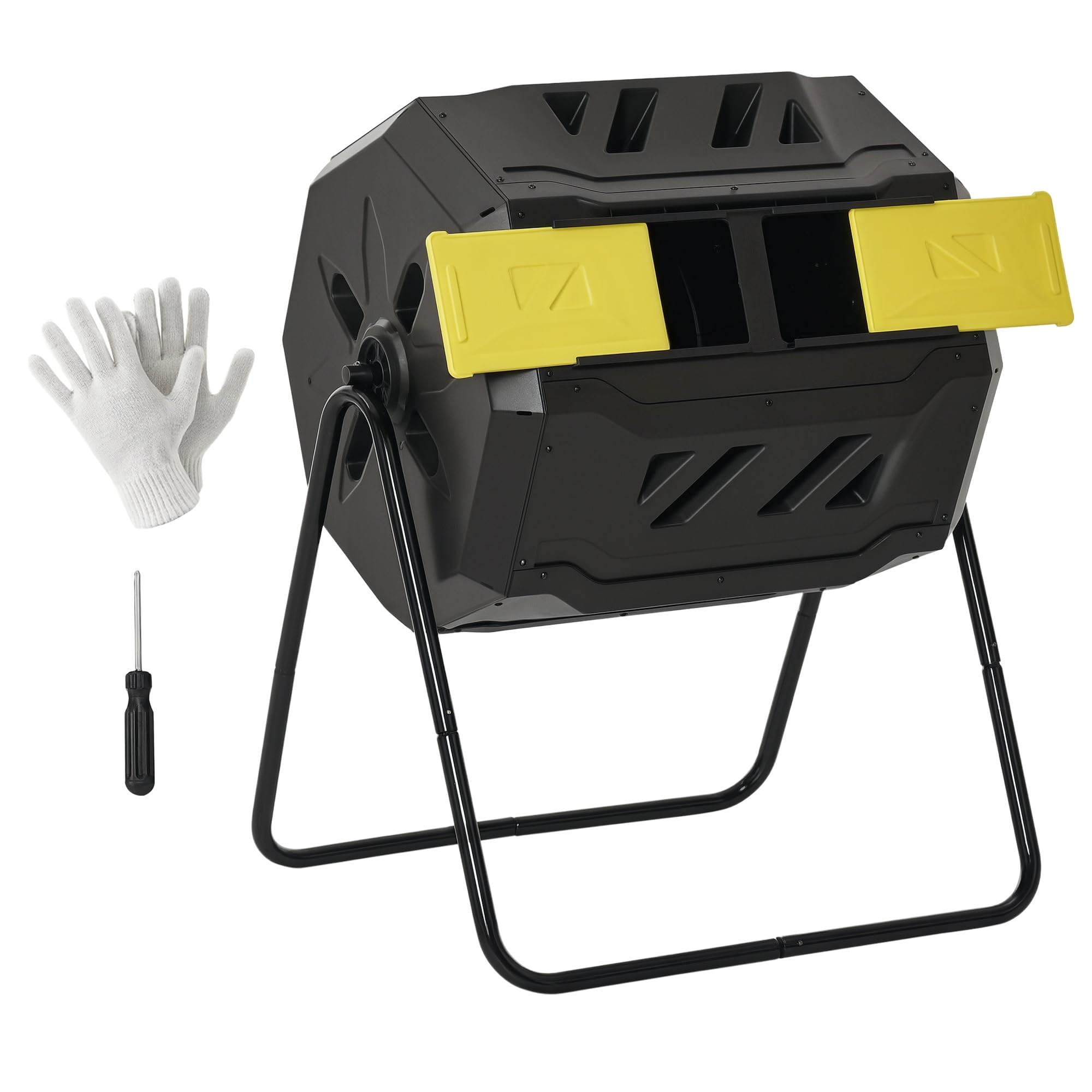 Composteur rotatif Outsunny 160 L, jaune