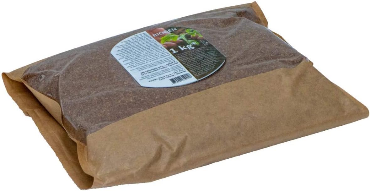 Sachet de 1 kg dactivateur bokashi Biogen posé à plat sur fond blanc