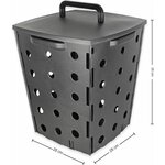 Bac à compost Fishtec avec ses dimensions : 28 x 28 cm au sol et 35 cm de haut