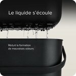Gouttes de liquide sécoulant du panier perforé vers le fond du seau pour limiter les odeurs