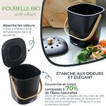 Seau à compost noir ouvert avec son filtre à charbon actif remplaçable dans le couvercle