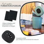 Deux filtres à charbon actif et couvercle ventilé du seau, avec le seau vert deau utilisé en cuisine