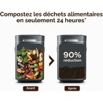 Schéma avant et après : déchets alimentaires réduits de 90 % en compost en 24 heures