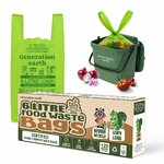 Boîte de 120 sacs compostables Generation Earth de 6 L avec un sac vert à poignées et un seau à compost