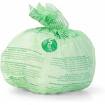 Sac compostable vert Brabantia de 6 L rempli et noué, avec létiquette S 6L