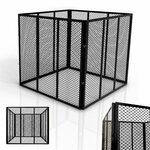 Composteur à grille métallique Juskys noir de 800 L, avec vue de dessus et détail d'un panneau