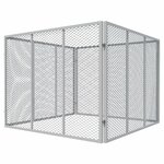 Composteur à grille métallique Wiltec de 800 L en acier thermolaqué gris, vide, sur fond blanc