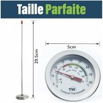Thermomètre à compost : sonde de 29,5 cm à côté du cadran de 5 cm de diamètre
