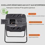 Composteur rotatif en plastique PP sans BPA, avec cadre en acier et repères de résistance aux UV