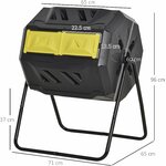 Composteur rotatif Outsunny avec dimensions : 71 x 65 x 96 cm et trappes de 22,5 cm