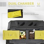 Double chambre du composteur : trappes coulissantes jaunes pour sortir le compost