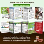 Guide pratique en français dépliant, fourni avec les vers pour les installer et les nourrir