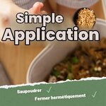 Activateur saupoudré sur des déchets dans un seau, avec les consignes saupoudrer et fermer hermétiquement