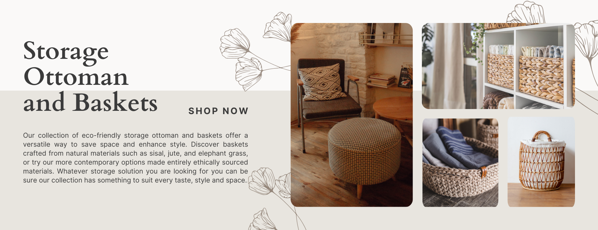 storage ottoman and baskets