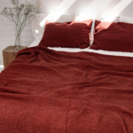 Linen waffle blanket in Terracota (3)