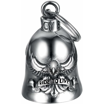 Guardian Bell Campana Portafortuna Per Moto, In Acciaio Inox, Argento, Dimensione M, Accessorio Da Appendere, Portachiavi - 5