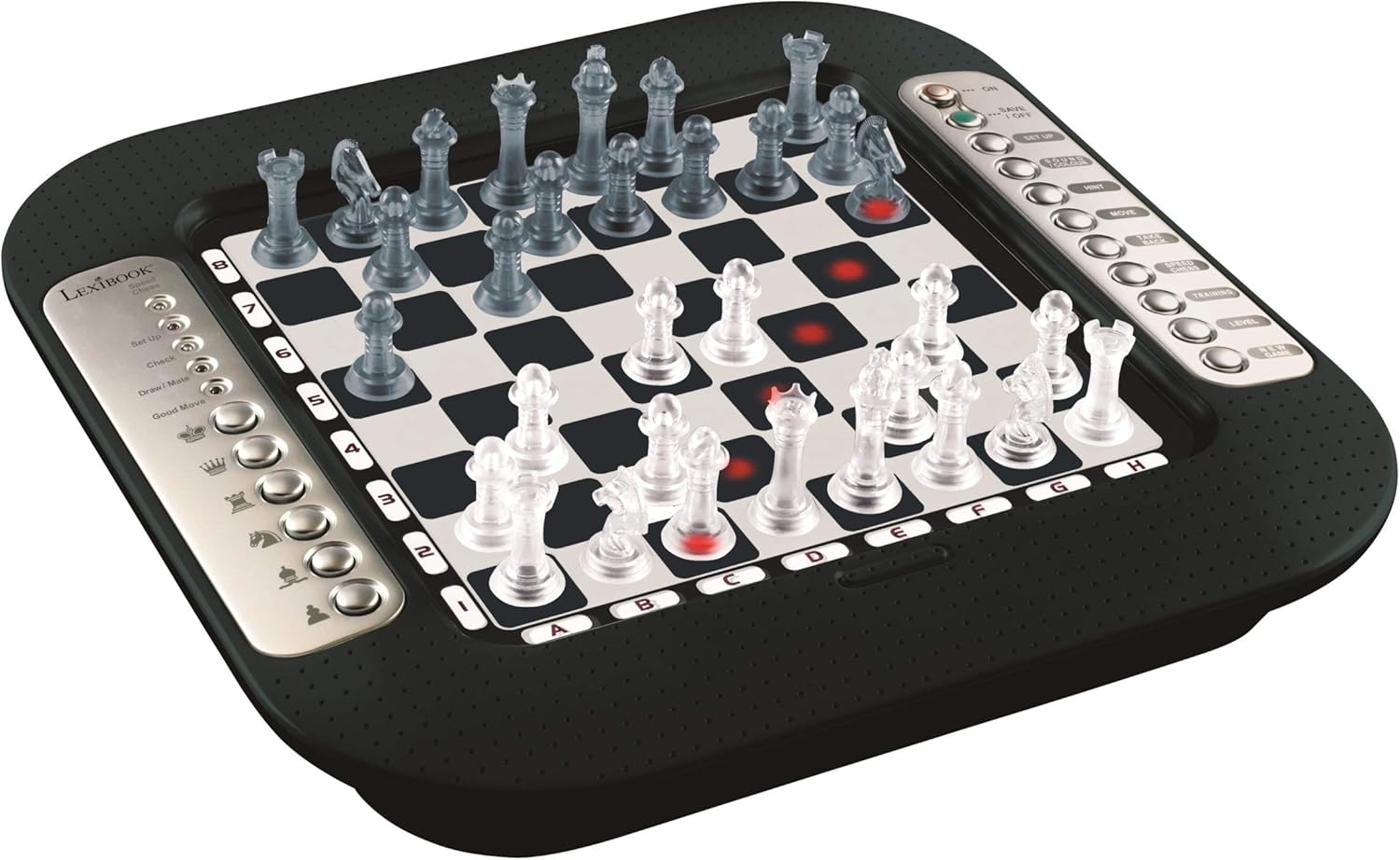 Lexibook CG1335 Chessman FX Jeu déchecs électronique avec clavier tactile et effets sonores et lumineux 32 pièces 64 Difficulté Jeu de société familial Noir/argent, 2 joueurs