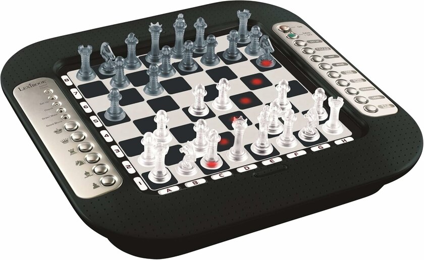 Lexibook CG1335 Chessman FX Jeu d'échecs électronique avec clavier tactile et effets sonores et lumineux 32 pièces 64 Difficulté Jeu de société familial Noir/argent, 2 joueurs
