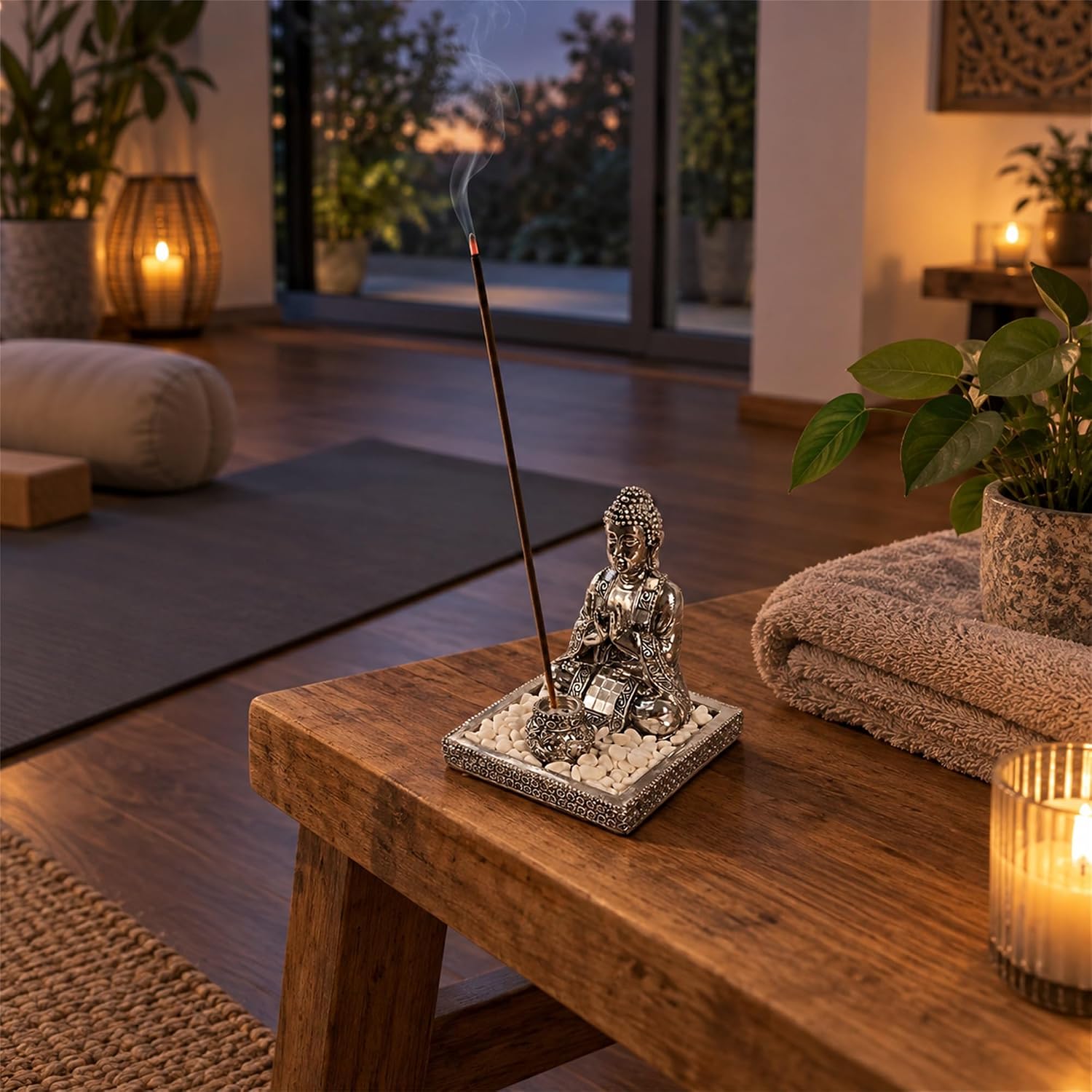 Porte-encens Bouddha décoratif pour coin méditation