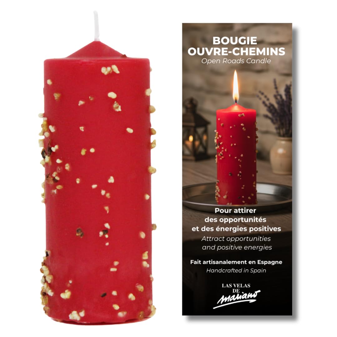 Bougie pour ouvrir de nouveaux chemins et canaliser labondance – dissipe le brouillard de la confusion – rouge, sel et résin