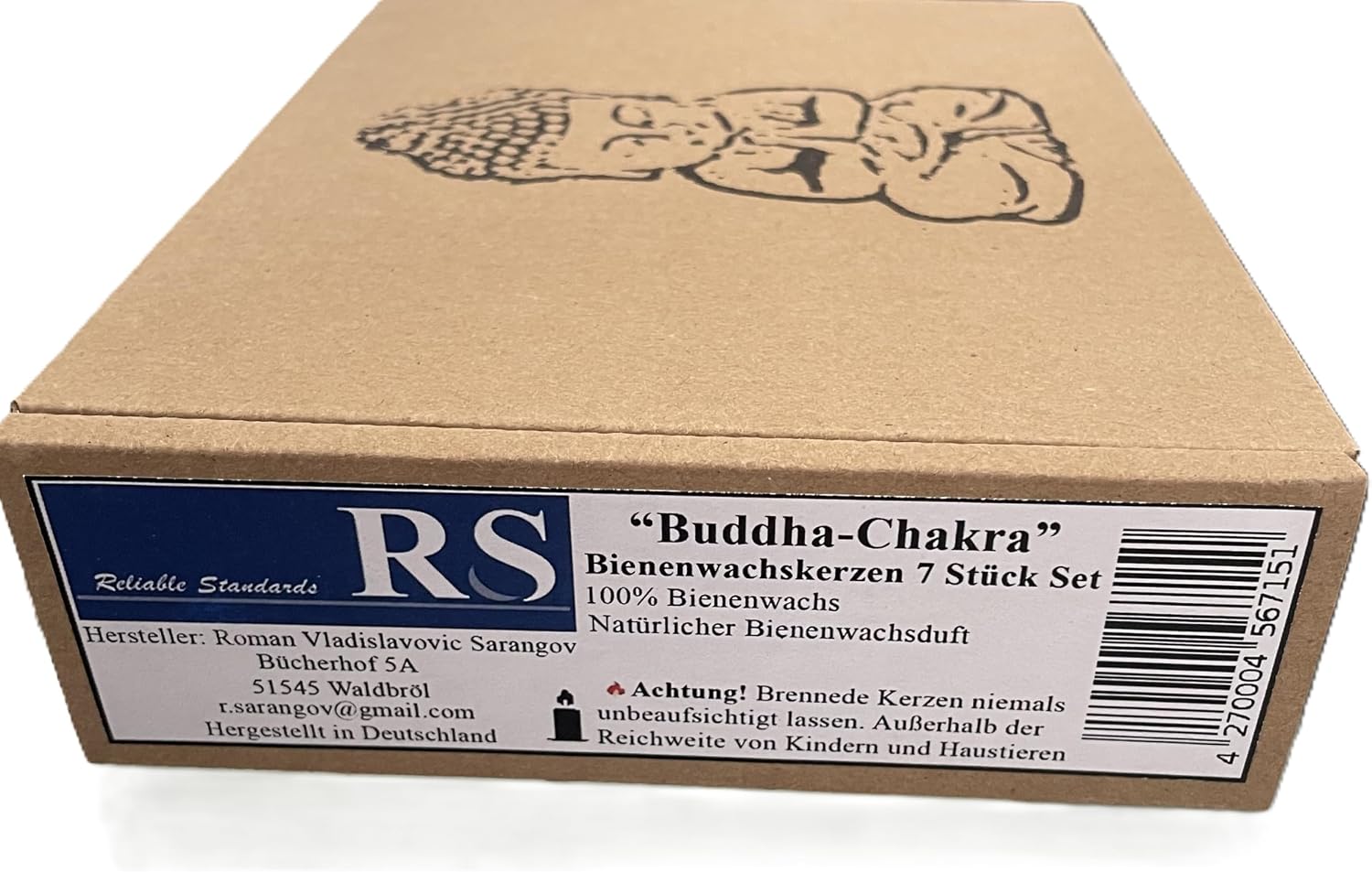 RS Lot de 7 bougies Chakra Bouddha - 100 % cire dabeille - Figurines chakras faites à la main aux couleurs de larc-en-cie 7