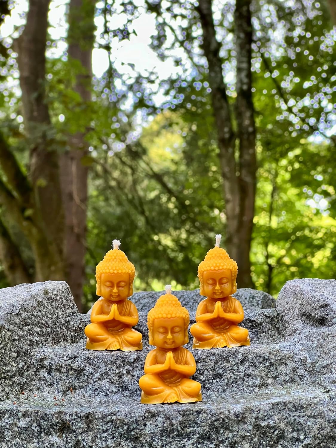 RS Lot de 7 bougies Bouddha - 100 % cire dabeille - Figurines de Bouddha faites à la main en cire naturelle - Pour méditat 4