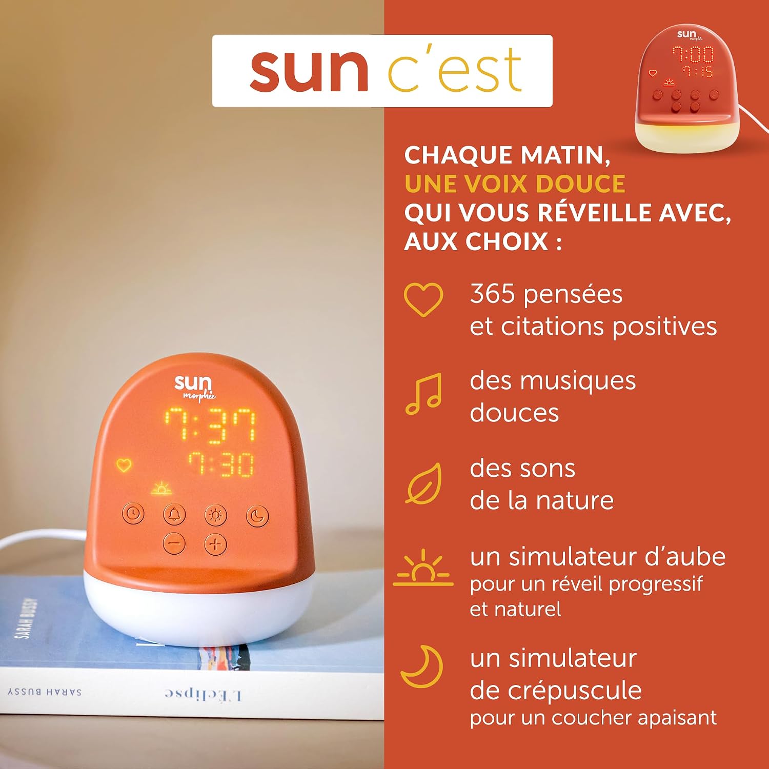 Morphée Sun - Réveil Lumineux et simulateur daube - Déconnecté sans écran 4
