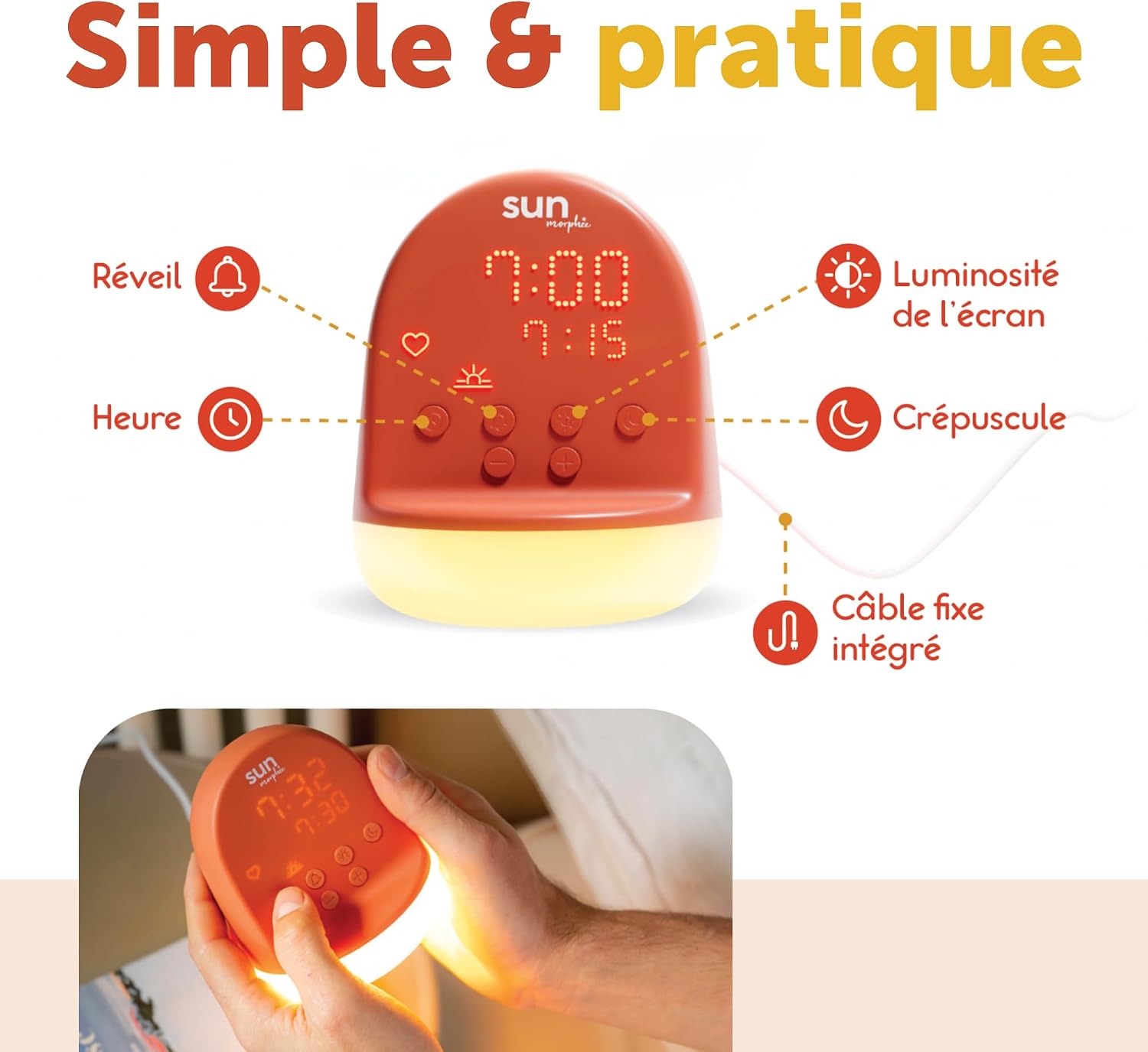 Morphée Sun - Réveil Lumineux et simulateur daube - Déconnecté sans écran 5