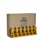 RS Lot de 7 bougies Bouddha - 100 % cire d'abeille - Figurines de Bouddha faites à la main en cire naturelle - Pour méditatio