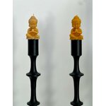 RS Lot de 7 bougies Bouddha - 100 % cire dabeille - Figurines de Bouddha faites à la main en cire naturelle - Pour méditat 7